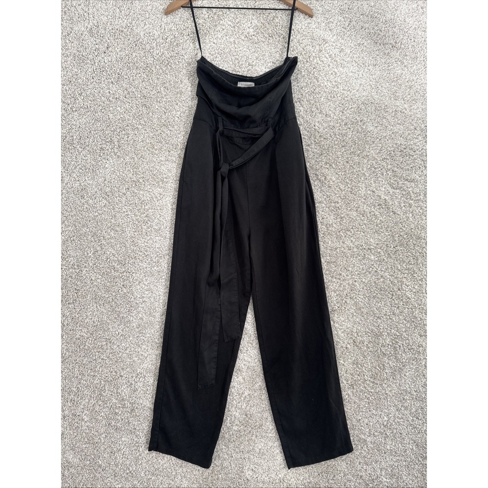 OuterKnown‎ Ronan Belted Jumpsuit Size 0 Black Strapless Pockets Boho Luxe